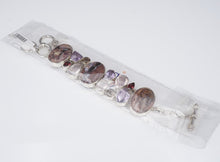 Signed Sj Chunky Sterling Silver Multi Gemstone Toggle Bracelet 7.75" BS2735