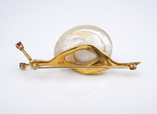 Vintage Bart Mann Snail Brooch 14k Yellow Gold 3D Shell Pin 2" Artisan OG468