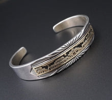 MM Rogers Navajo Cuff Sterling Silver 14k Bracelet Julius Yazzie Pueblo BS2804