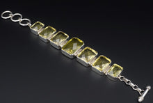 Signed Sj Chunky Sterling Silver Peridot Candy Panel Bracelet 8" BS2732
