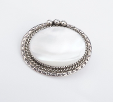 Navajo Pendant Brooch Sterling Silver Mother of Pearl MOP 1.5" Signed AMB PS2145