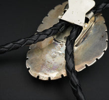 Navajo Artisan Sterling Silver Turquoise Cabochon Bolo Tie 2.5" Signed B M1797