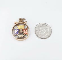 Antique 10k Knights Pythias Enamel Cross Skull Crossbones FCB Fob Pendant PG1438