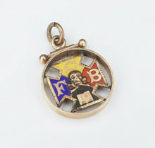 Antique 10k Knights Pythias Enamel Cross Skull Crossbones FCB Fob Pendant PG1438