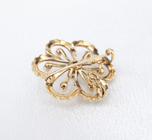 Antique 14k Yellow Gold Seed Pearl Diamond Flower Pendant Pin Brooch PG1830