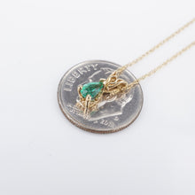 14k Gold Emerald Necklace Vintage Solitaire Pendant Natural Gem 18" NG1508