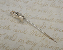 14k Diamond Stick Pin Victorian Gloved Hand Tie Hat Pin White Gold 2.5" M1834