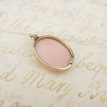 Vintage 14k Yellow Gold Carved Shell Pink Cameo Pendant 0.9" Free Ship PG1767