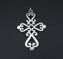 James Avery Spanish Mission Scrolled Heart Cross Pendant Sterling Silver PS1689