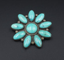 Navajo Turquoise Brooch Sterling Silver William Anderson Pin 2.75" Artisan OS627