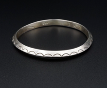 Navajo Sterling Silver Bangle Bracelet Christopher J Hoskie 8" Stamped BS2918