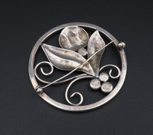 Vintage Scandinavian Flower Berry Pin Brooch Sterling Silver 2" OS628