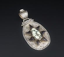 David Troutman Sterling Silver Varquoise Turquoise Onyx Pendant 3.75" PS1965