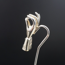 14k Diamond Stick Pin Victorian Gloved Hand Tie Hat Pin White Gold 2.5" M1834
