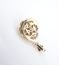 14k Diamond Halo Pendant Vintage Yellow Gold Teardrop 1ct Natural PG1862