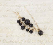 14k Yellow Gold Black Bead Mourning Brooch Bar Pin 1.2" Antique OG474