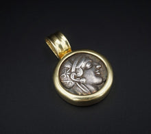18k Gold Pendant Ancient Silver Coin Attica Tetradrachm Athena Owl 440BC PG1735