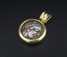 18k Gold Pendant Ancient Silver Coin Attica Tetradrachm Athena Owl 440BC PG1735