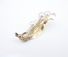 Vintage Mikimoto Pearl Brooch 14k Yellow Gold Spray Pin 1.6" OG495