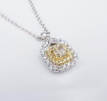 New EFFY 18k Gold 1.5 ctw Cushion Yellow Diamond Halo Pendant Necklace 18" CO902