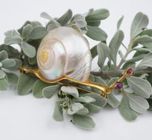 Vintage Bart Mann Snail Brooch 14k Yellow Gold 3D Shell Pin 2" Artisan OG468