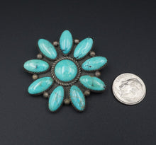 Navajo Turquoise Brooch Sterling Silver William Anderson Pin 2.75" Artisan OS627