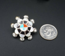 Zuni Sunface Inlay Earrings Sterling Silver Turquoise Pauline Lonjose ES2157