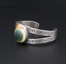 Harvey Era Vintage Silver Bracelet Operculum Shell Cuff Hand Stamped 6.5" BS2962