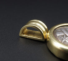 18k Gold Pendant Ancient Silver Coin Attica Tetradrachm Athena Owl 440BC PG1735