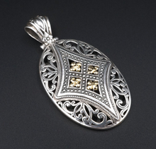 Phillip Gavriel 18k Gold Sterling Silver Pendant Filigree 2" Designer PS2091