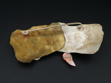 Mixed Metal Pin Brooch Sterling Silver Brass Azurite Multi Stone 4" ROBER OS598