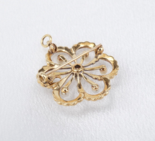 Antique 14k Yellow Gold Seed Pearl Diamond Flower Pendant Pin Brooch PG1830