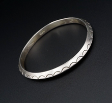 Navajo Sterling Silver Bangle Bracelet Christopher J Hoskie 8" Stamped BS2918