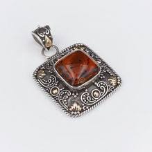 18k Sterling Silver Amber Pendant Yellow Gold SUARTI 2" Bali BA PS2016