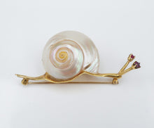 Vintage Bart Mann Snail Brooch 14k Yellow Gold 3D Shell Pin 2" Artisan OG468