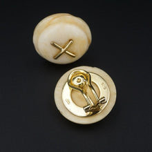 Sterling Silver Vermeil Button Earrings Carved Statement Designer KY ES2386