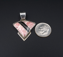 Navajo Albert Fancisco Sterling Silver Rhodochrosite Onyx Inlay Pendant PS2066