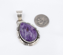 Navajo L Yazzie Sterling Silver Purple Sugilite Pendant Cabochon 1.8" PS2097