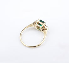 14k Chatham Emerald Diamond Ring Yellow Gold Vintage Petite Sizable RG4176