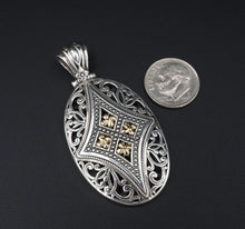 Phillip Gavriel 18k Gold Sterling Silver Pendant Filigree 2" Designer PS2091