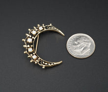 Vintage 14k Opal Crescent Moon Pin Brooch Yellow Gold Natural 1.25" OG459