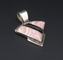 Navajo Albert Fancisco Sterling Silver Rhodochrosite Onyx Inlay Pendant PS2066