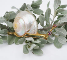 Vintage Bart Mann Snail Brooch 14k Yellow Gold 3D Shell Pin 2" Artisan OG468