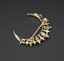 Vintage 14k Opal Crescent Moon Pin Brooch Yellow Gold Natural 1.25" OG459