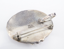 Navajo Pendant Brooch Sterling Silver Mother of Pearl MOP 1.5" Signed AMB PS2145