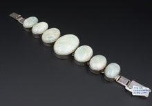 Sterling Silver Chalcedony Bracelet Cabochon Button Bead Chunky 7.25" BS2696