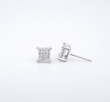 14k White Gold Diamond Cluster Stud Earrings Natural Vintage 5mm EG2417