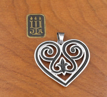 James Avery French Heart Love Scroll Pendant Sterling Silver Retired PS2014
