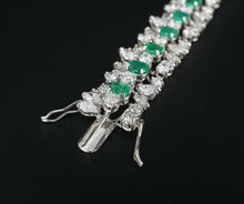 Natural Emerald and Diamond Bracelet 18k White Gold 26 carats 7" CO691