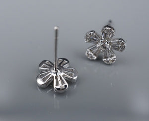 14k White Gold Diamond Flower Cluster Stud Earrings 0.8ctw Natural 10mm EG2466